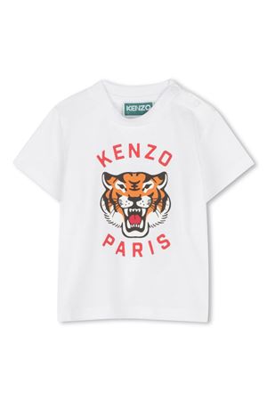 White logo-print cotton T-shirt KENZO KIDS | K6097710P